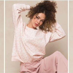 Ivy City Co Pink Floral Crewneck Sweatshirt XS